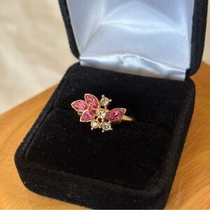 Vintage Avon Ring Faux Pink Tourmaline Gold Tone Size 6